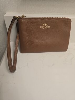 Coach Brown Leather Wristlet Pouch